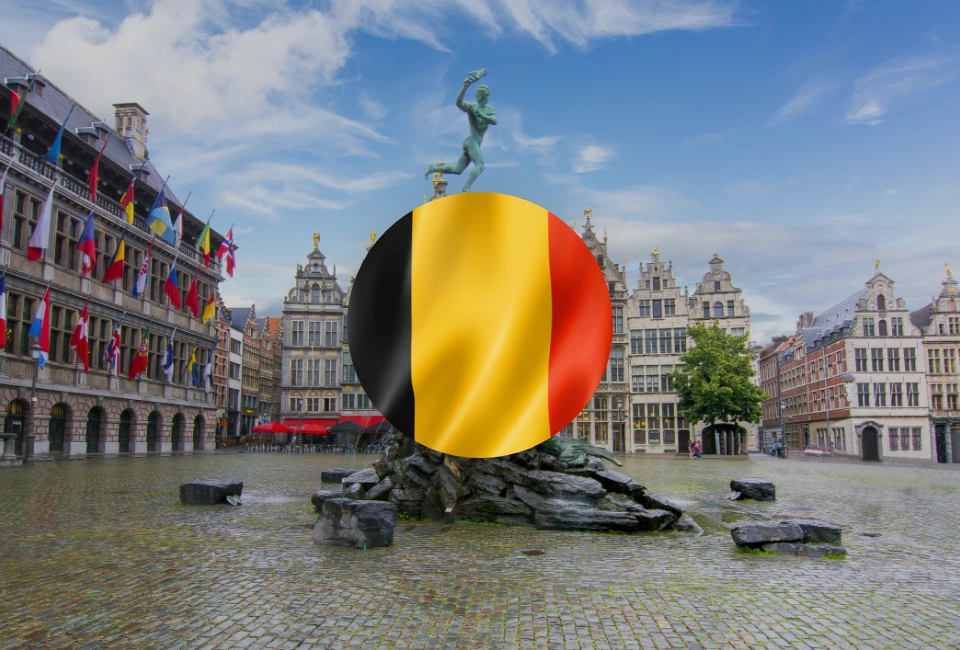Belgia miasto z flagą